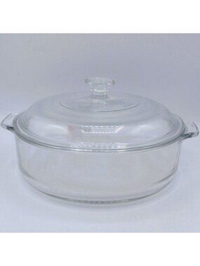 Vintage Pyrex Glass Casserole Dish With Lid Made In Mexico Clear Bakeware